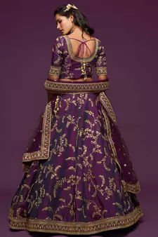 Elegance Purple Dori And Sequins Embroidered Bridal Designer Lehenga Choli Set