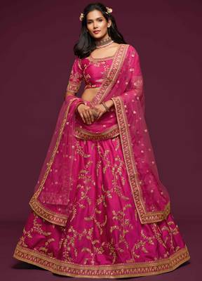 Elegance Pink Dori And Sequins Embroidered Bridal Designer Lehenga Choli Set 5