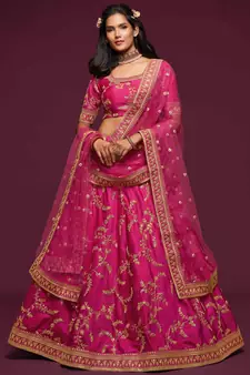 Elegance Pink Dori And Sequins Embroidered Bridal Designer Lehenga Choli Set