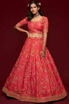 Elegance Crimson Dori And Sequins Embroidered Bridal Designer Lehenga Choli Set