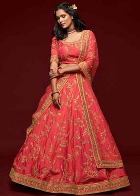 Elegance Crimson Dori And Sequins Embroidered Bridal Designer Lehenga Choli Set 5