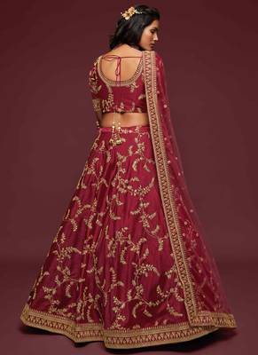 Elegance Maron Dori And Sequins Embroidered Bridal Designer Lehenga Choli Set 2