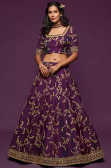 Elegance Purple Dori And Sequins Embroidered Bridal Designer Lehenga Choli Set