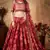 Maroon embroidered organza semi stitched lehenga