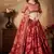 Maroon embroidered organza semi stitched lehenga