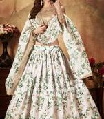 Off-white embroidered organza semi stitched lehenga