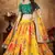 Yellow embroidered organza semi stitched lehenga