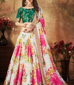 Off-white embroidered organza semi stitched lehenga