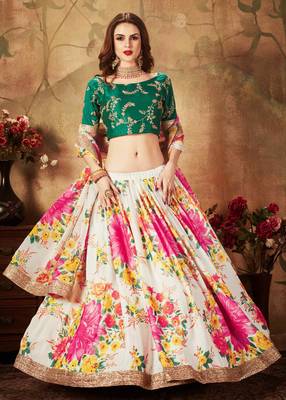 Off-white embroidered organza semi stitched lehenga 4