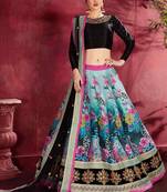 Multicolor embroidered art silk semi stitched lehenga