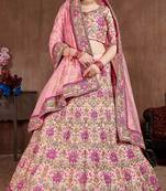Captivating Baby Pink Dori, Zari And Thread Embroidered Silk Bridal Lehenga