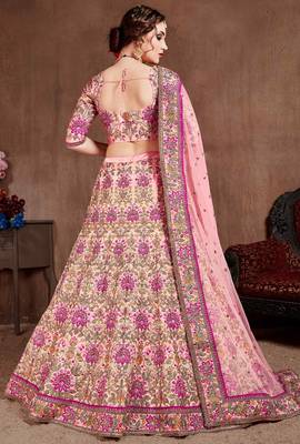 Captivating Baby Pink Dori, Zari And Thread Embroidered Silk Bridal Lehenga 2