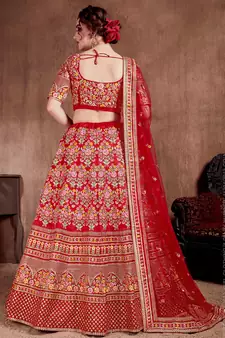 Red Art Silk Bridal Lehenga Choli Set