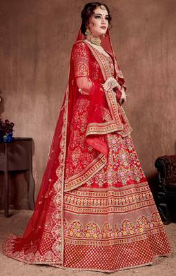 Red Art Silk Bridal Lehenga Choli Set 3