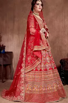 Red Art Silk Bridal Lehenga Choli Set