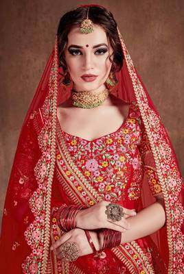 Red Art Silk Bridal Lehenga Choli Set 5