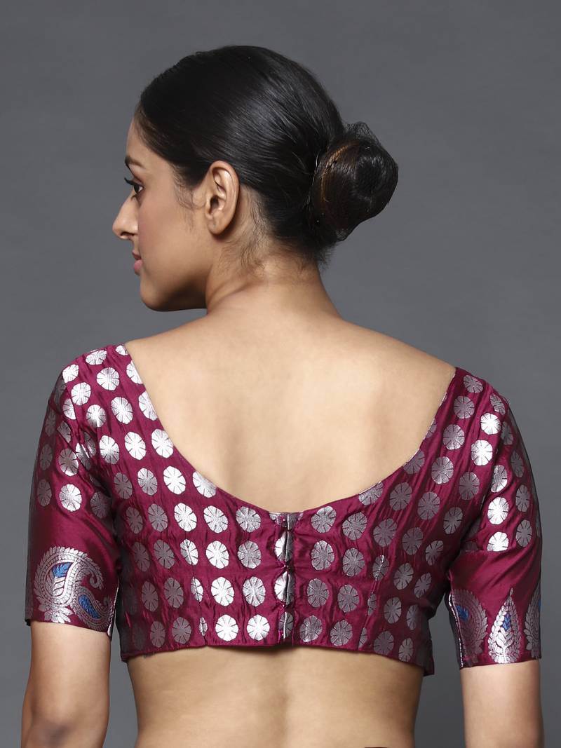 Glemora Wine Designer Ethnic Wear Silk Blend  Traditional Saree