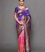 Glemora Blue Beautiful Ethnic Wear Silk Blend  Traditional Saree