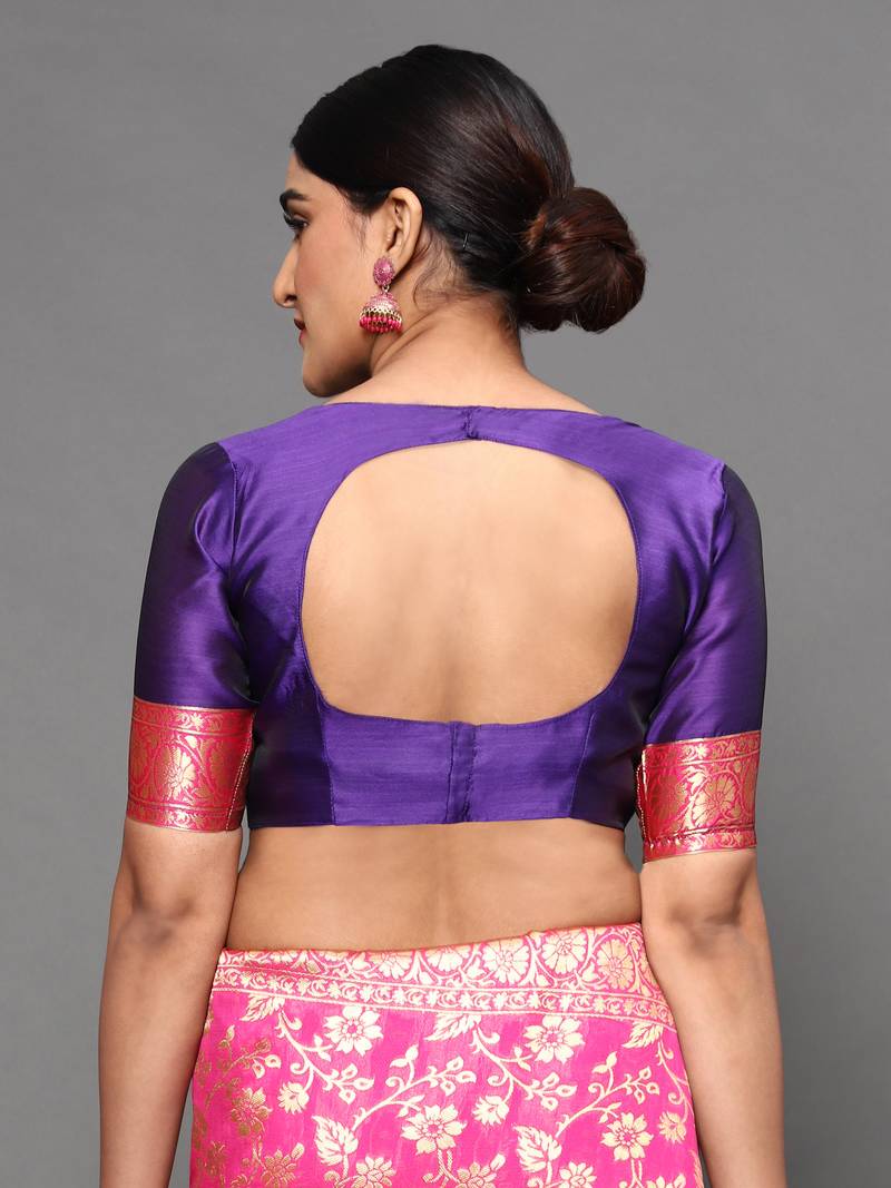 Glemora Blue Beautiful Ethnic Wear Silk Blend  Traditional Saree