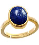 Natural Gold Plated Adjustable Blue Lapis Lazuli 3.25 Ratti Stone Ring Oval Shape in Size 6 To 15