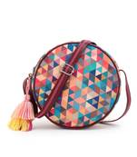 Multicolor Polyester & Leatherette Geometric Printed Sling Bag