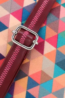 Multicolor Polyester & Leatherette Geometric Printed Sling Bag