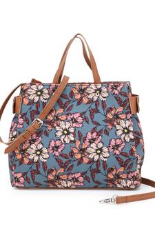 Anekaant Grey & Multi Polyester & Leatherette Digital Print Floral Sling Bag