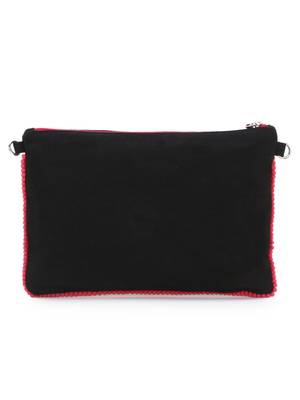 Black & Multi Canvas Floral Embroidered Sling Bag 3