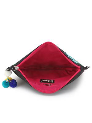 Black & Multi Canvas Floral Embroidered Sling Bag 4