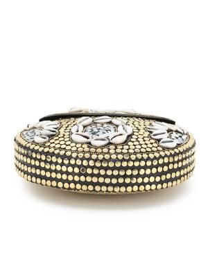 Anekaant Mosiac Gold & White Metal & Shells Mosaic Clutch 5