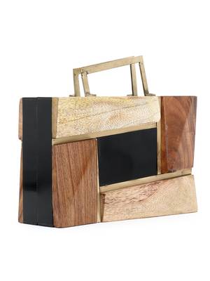 Anekaant Timber Wood & Black Wood & Resin Colorblocked Clutch 2