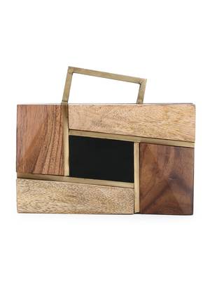 Anekaant Timber Wood & Black Wood & Resin Colorblocked Clutch 3