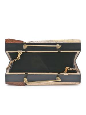 Anekaant Timber Wood & Black Wood & Resin Colorblocked Clutch 4