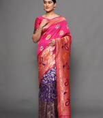 Glemora Pink Beautiful Ethnic Wear Silk Blend  Traditional Saree