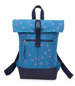 Anekaant  Blue & Pink Printed Cotton Canvas Backpack