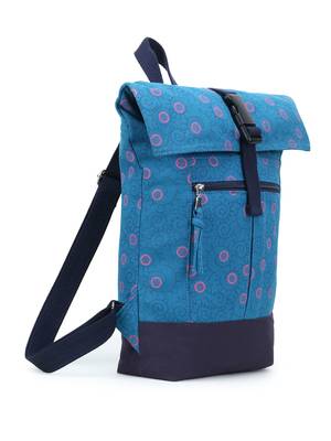 Anekaant  Blue & Pink Printed Cotton Canvas Backpack 2