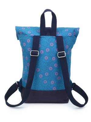 Anekaant  Blue & Pink Printed Cotton Canvas Backpack 3