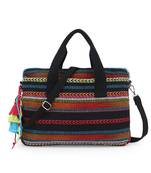 Anekaant  Black & Multi Woven Cotton Striped Laptop Bag