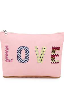 Anekaant Peach & Multi Polyester Canvas Typography Digital Printed Travel Accessory Bag
