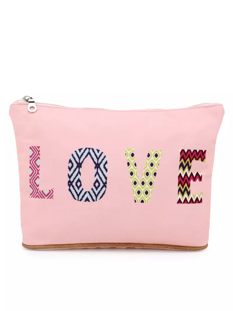 Anekaant Peach & Multi Polyester Canvas Typography Digital Printed Travel Accessory Bag