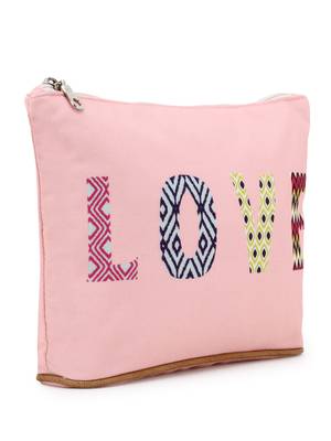 Anekaant Peach & Multi Polyester Canvas Typography Digital Printed Travel Accessory Bag 2
