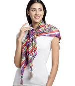 Purple & Multi Solid Cotton Scarf with Lace Border
