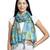 Blue & Multi Solid Cotton Scarf with Lace Border (180 x 50 cm)