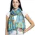 Blue & Multi Solid Cotton Scarf with Lace Border (180 x 50 cm)