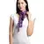 Purple Solid Beaded Cotton Viscose Scarf with Tassels (75 x 75 cm)