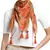 Orange and Multi Pompoms Cotton Scarf with Tassels