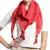 Red Pompoms Cotton Scarf with Tassels