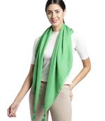 Green Pompoms Cotton Scarf with Tassels