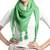 Green Pompoms Cotton Scarf with Tassels