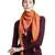 Rust Pompoms Cotton Scarf with Tassels